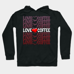 Love Coffee Heart Repeat Text Red Hoodie